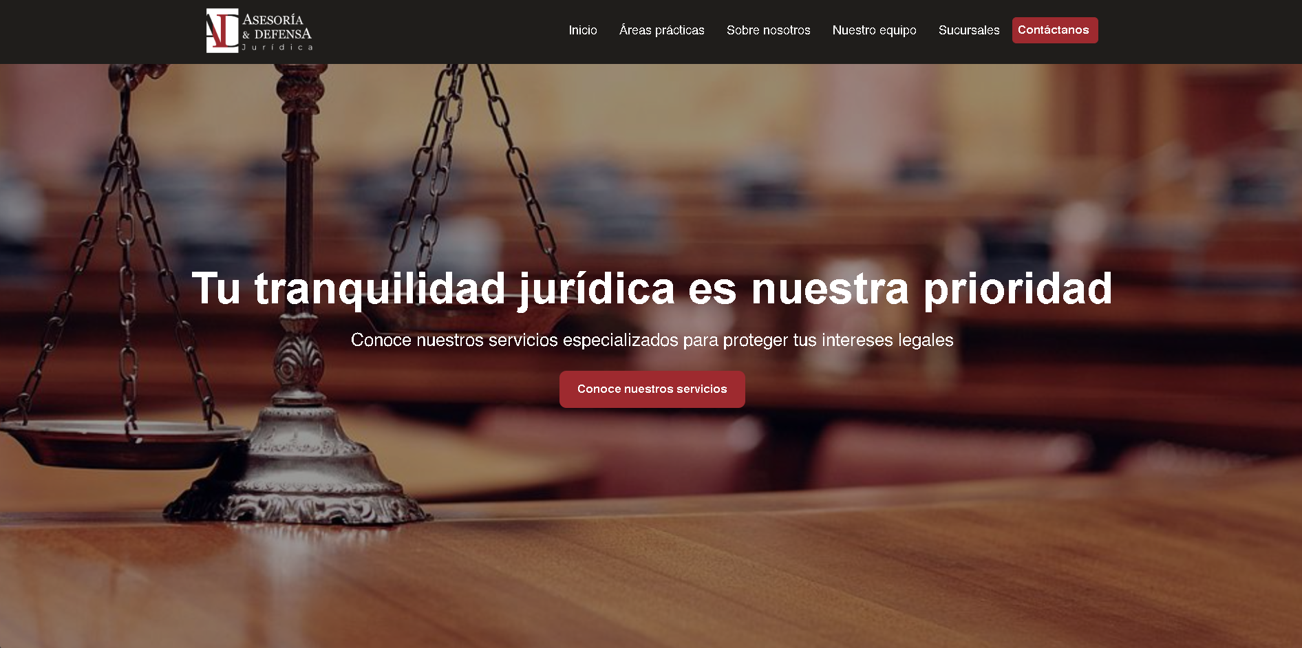 Previsualización del sitio Asesoría Defensa